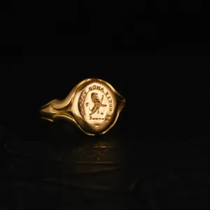 Victorian Heraldic Lion Rampant Signet Ring