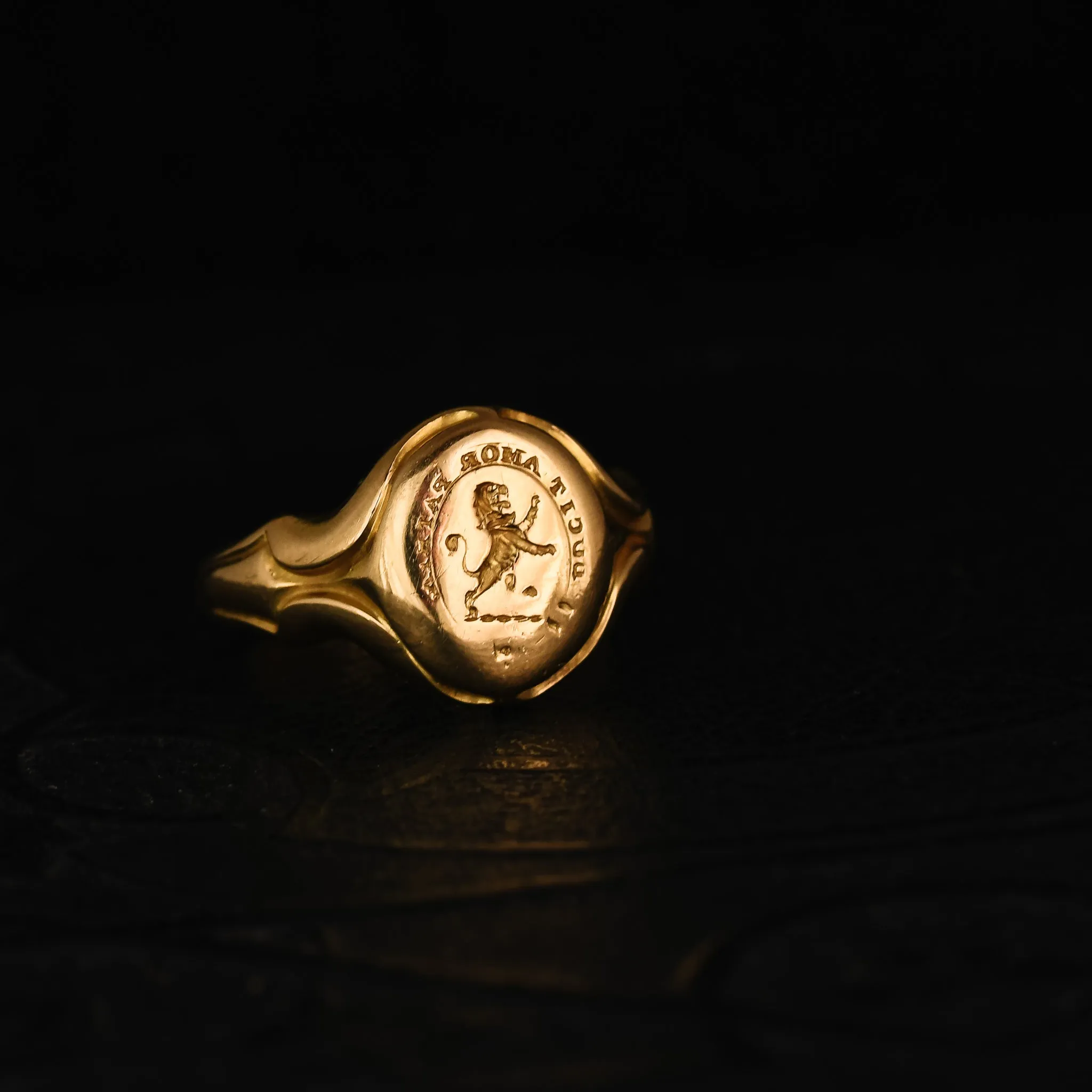 Victorian Heraldic Lion Rampant Signet Ring