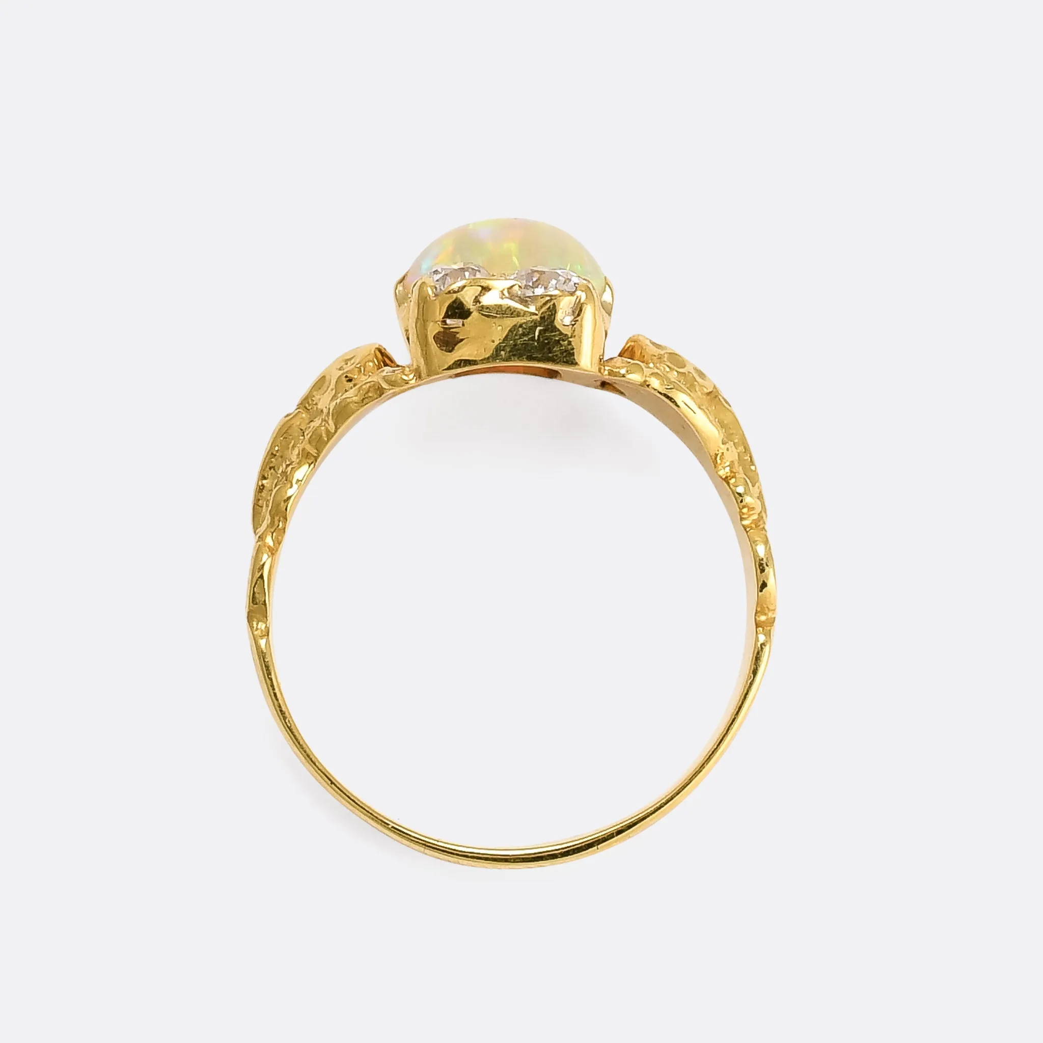 Victorian Opal & Old Cut Diamond Cluster Ring
