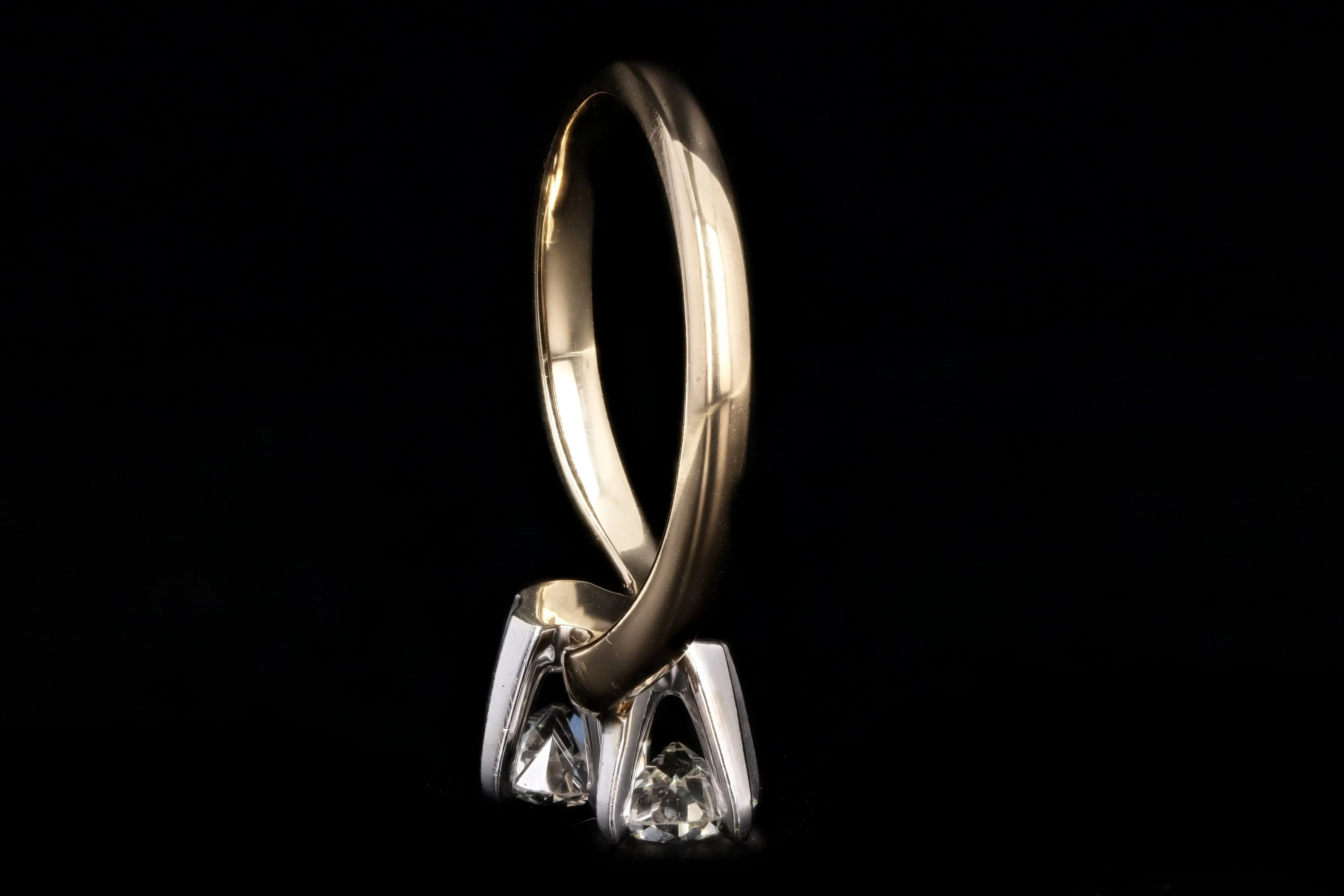 Vintage 14K Gold Old European Cut Diamond Toi Et Moi Ring