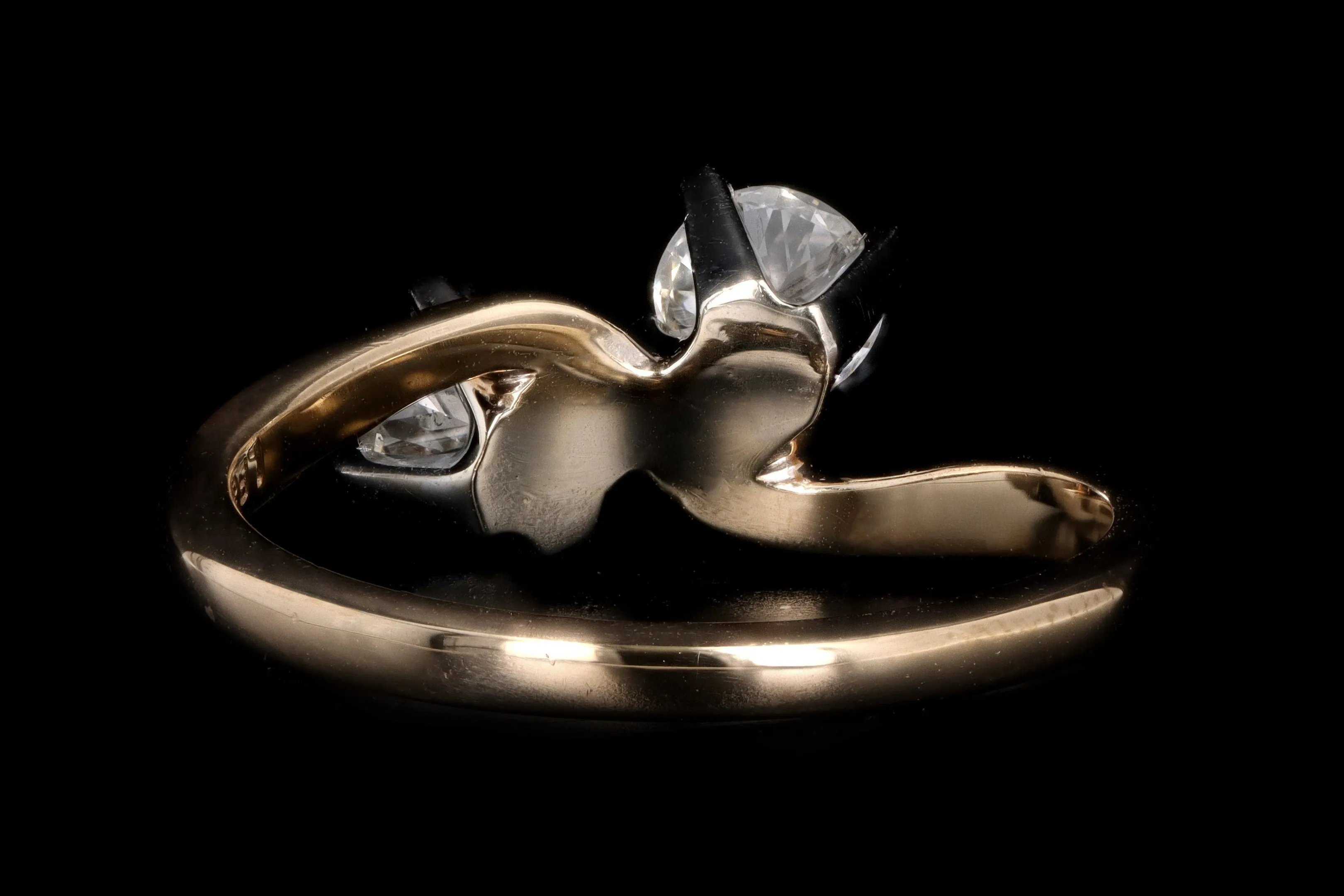 Vintage 14K Gold Old European Cut Diamond Toi Et Moi Ring