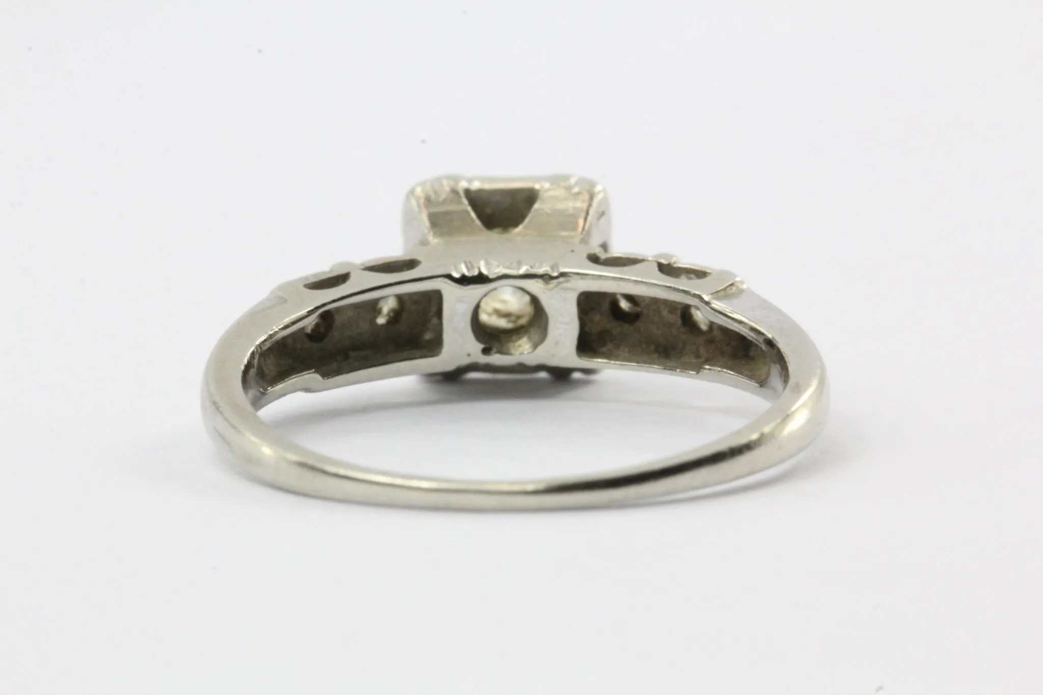 Vintage 14K White Gold .45 CTW Diamond Engagement Ring Size 6.5