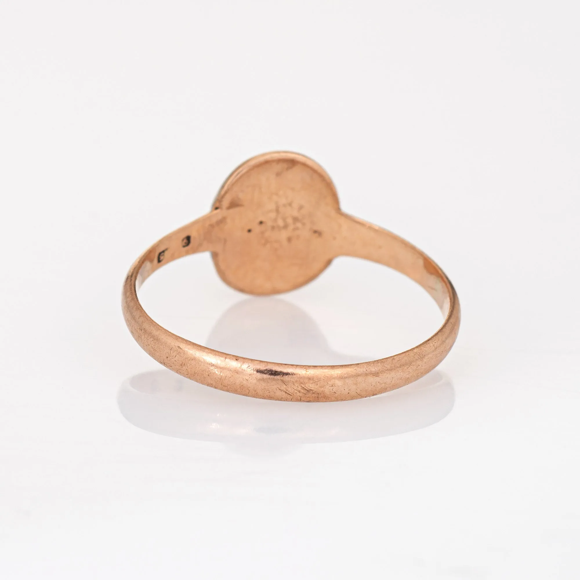 Vintage 1923 Art Deco Signet Ring Small Oval 9k Rose Gold Sz 5 Child Jewelry