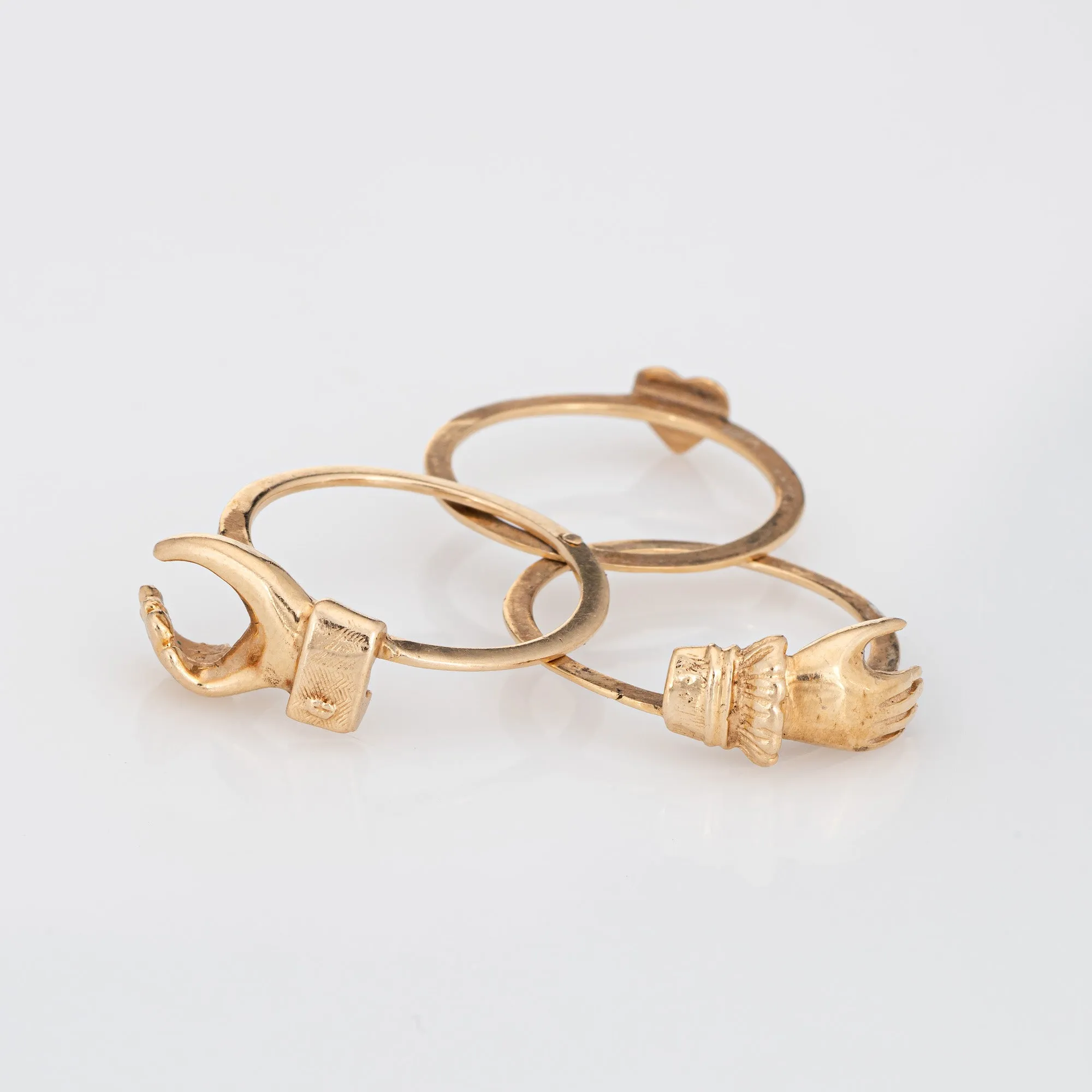 Vintage Gimmel Ring Opens 14k Yellow Gold Heart Friendship Band 6 Fede Jewelry