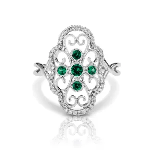 Vintage Inspired 0.20 ct. Natural Round Emerald Ring