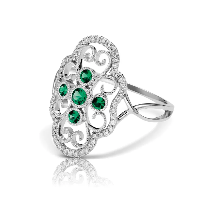 Vintage Inspired 0.20 ct. Natural Round Emerald Ring
