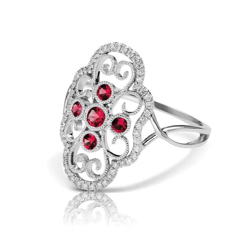 Vintage Inspired 0.20 ct. Natural Ruby Ring With Diamonds