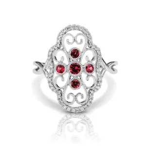 Vintage Inspired 0.20 ct. Natural Ruby Ring With Diamonds