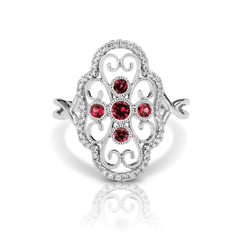 Vintage Inspired 0.20 ct. Natural Ruby Ring With Diamonds