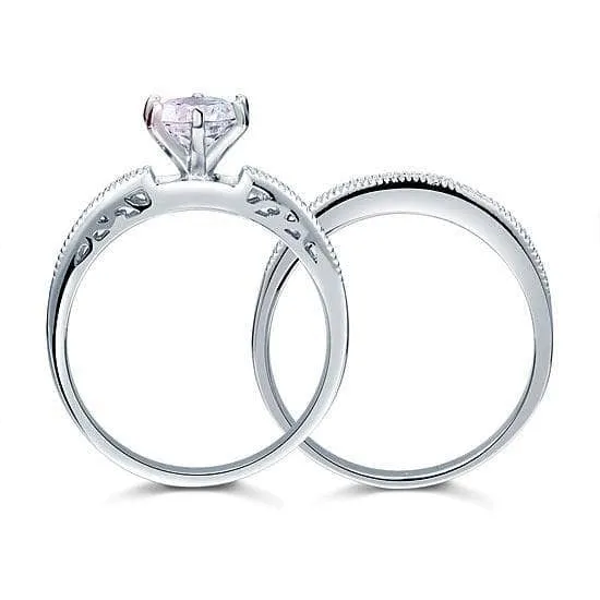 Vintage Style 1.25 Ct Diamond 2-Pc Solitaire Engagement Ring Set