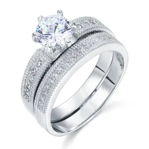 Vintage Style 1.25 Ct Diamond 2-Pc Solitaire Engagement Ring Set