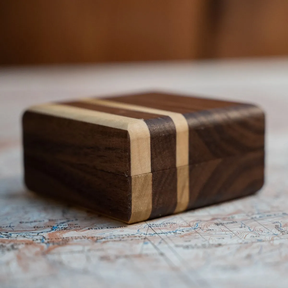 Walnut and Poplar Wooden Ring Box