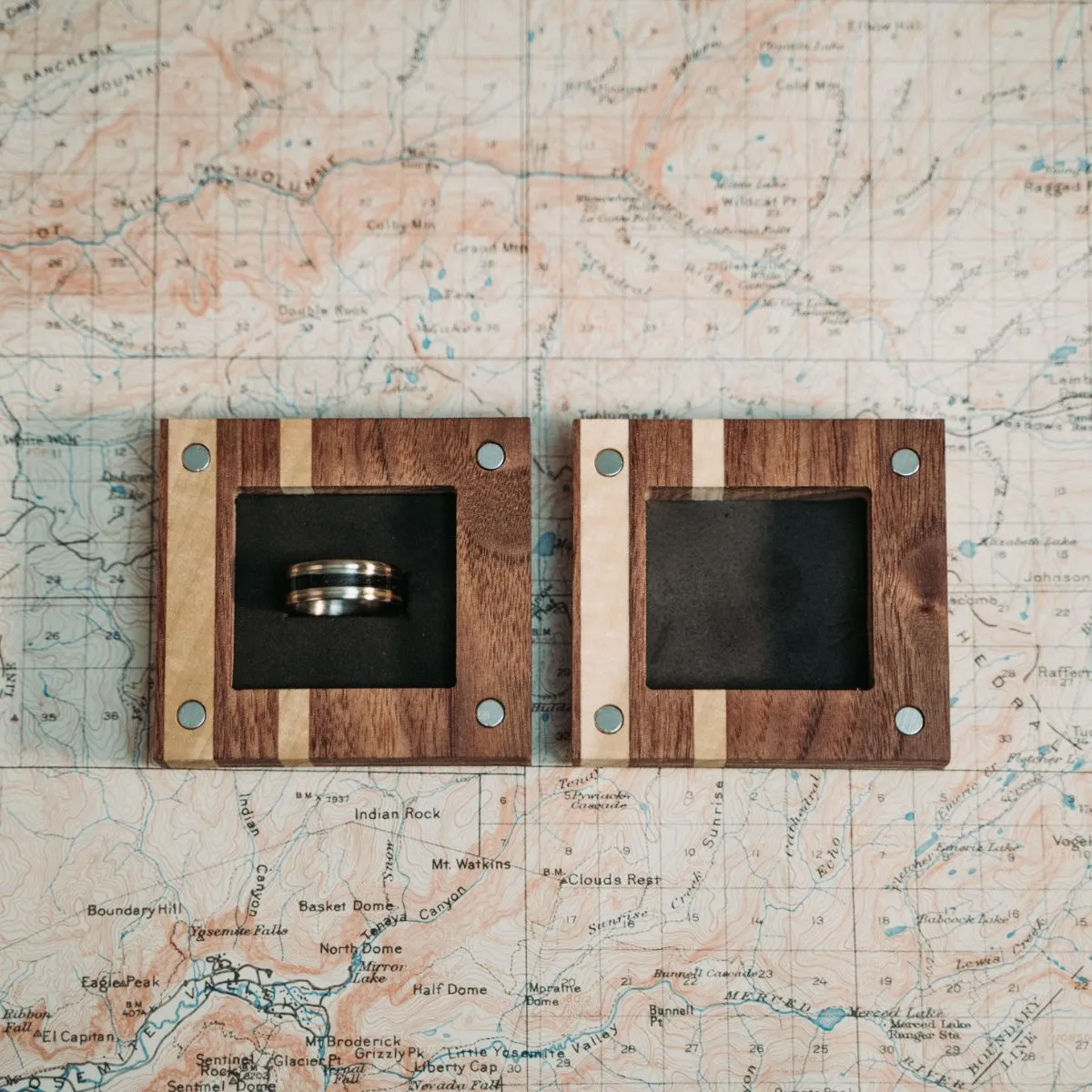 Walnut and Poplar Wooden Ring Box