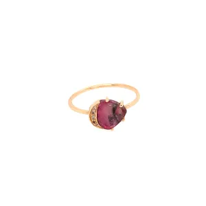Watermelon Tourmaline and Moon Ring
