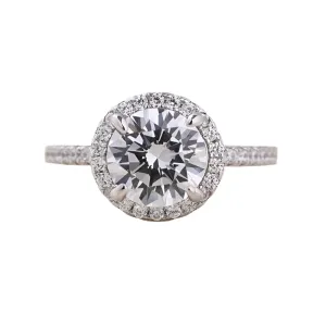 White Gold Halo Round Cut Engagement Ring