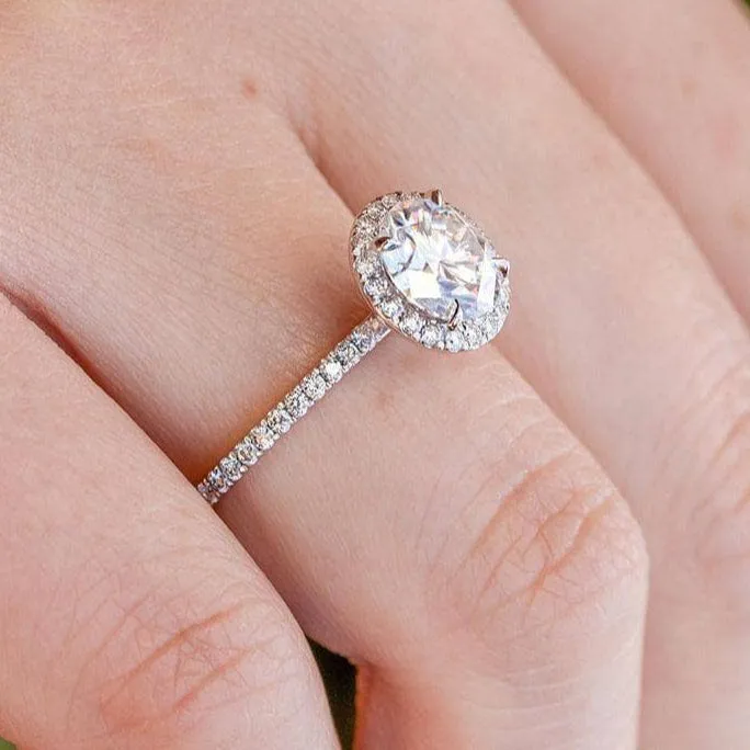 White Gold Halo Round Cut Engagement Ring