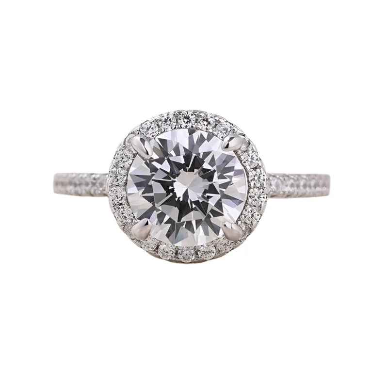 White Gold Halo Round Cut Engagement Ring