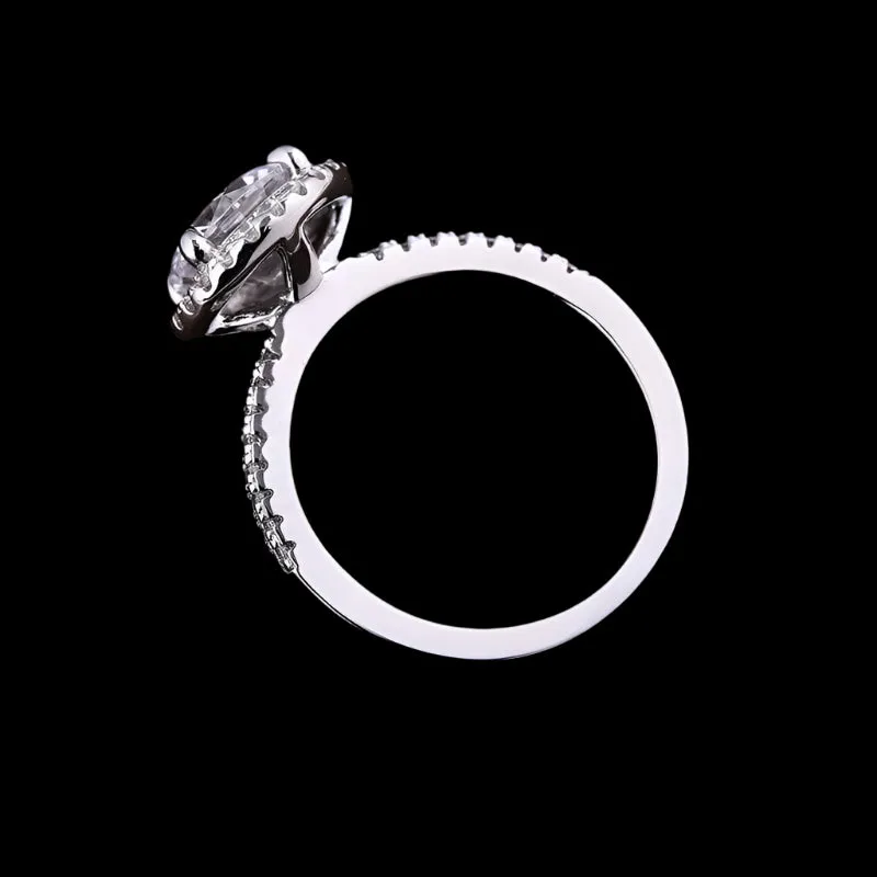 White Gold Halo Round Cut Engagement Ring
