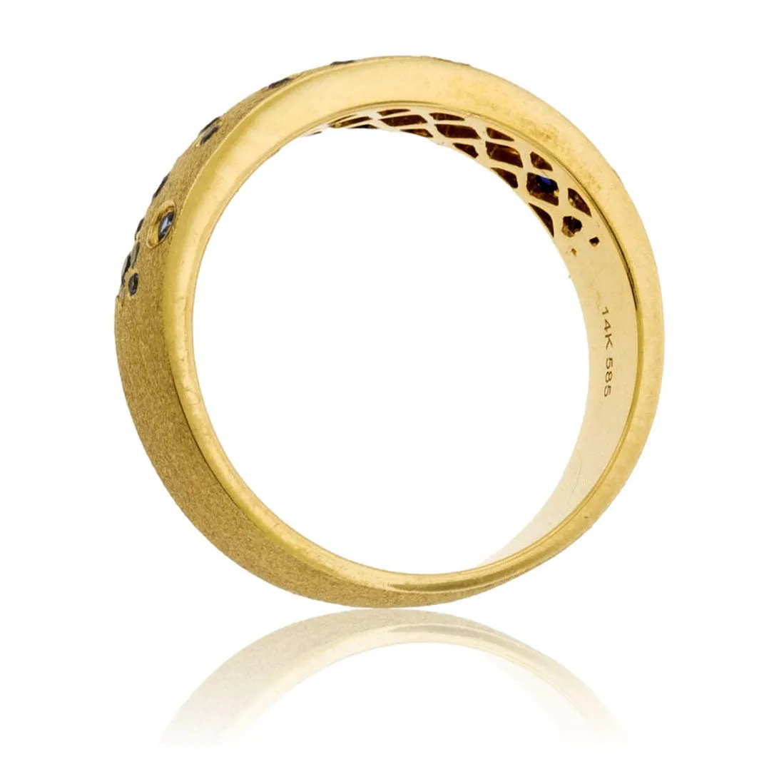 White Gold Satin Finish Flush Set Sapphire Ring