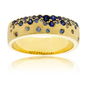 White Gold Satin Finish Flush Set Sapphire Ring