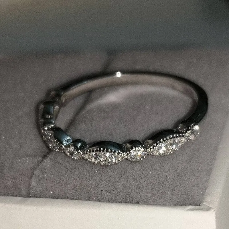 White Round Cut Created Diamond Ring - Black Diamonds New York