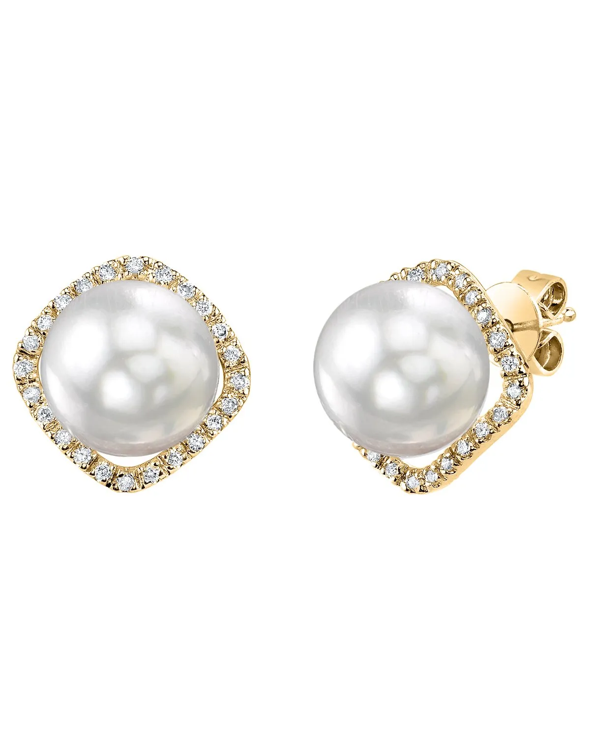 White South Sea Pearl & Diamond Selene Stud Earrings