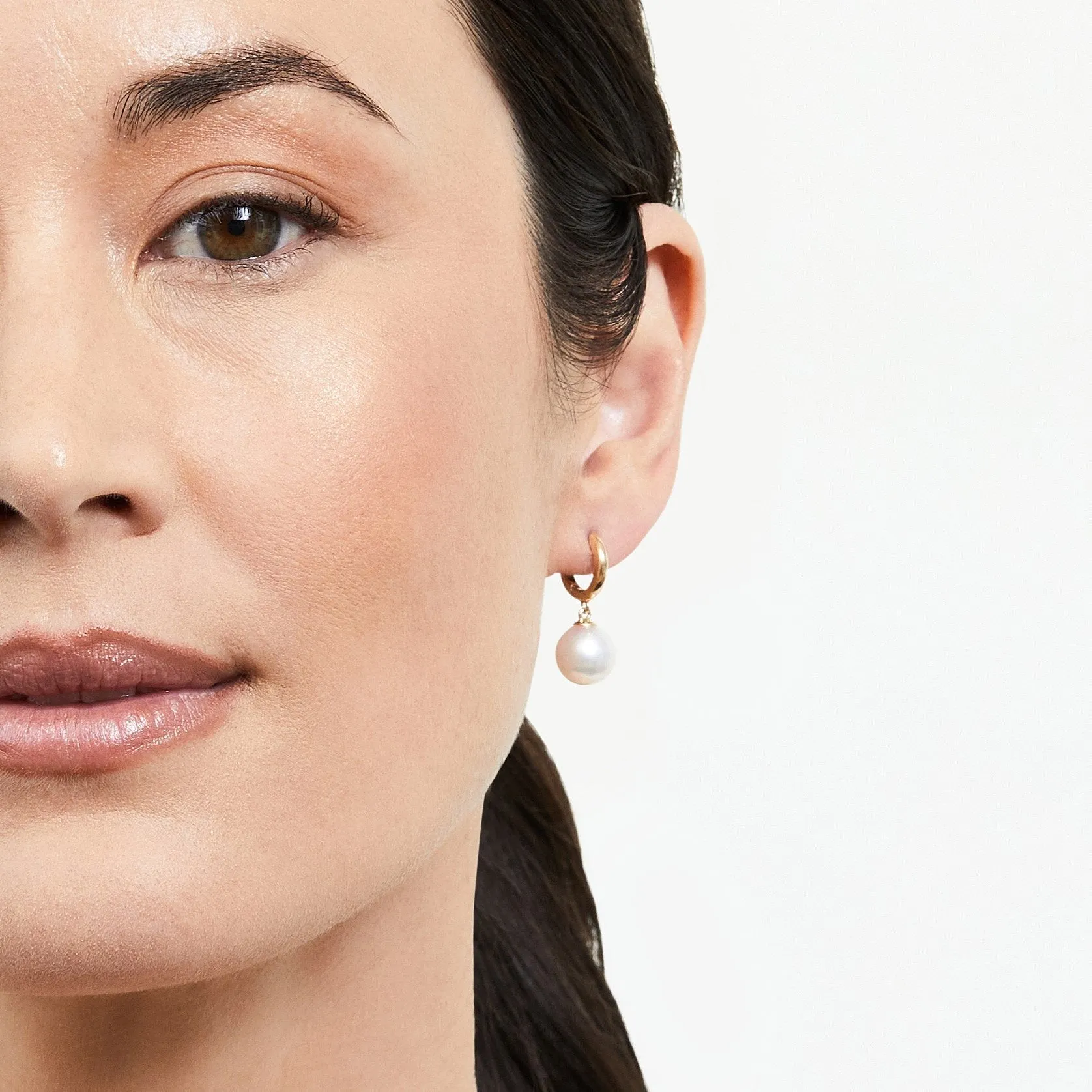 White South Sea Pearl Poise Hoop Earrings