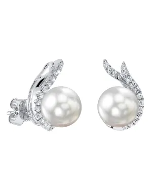 White South Sea Pearls & Diamond Carina Stud Earrings