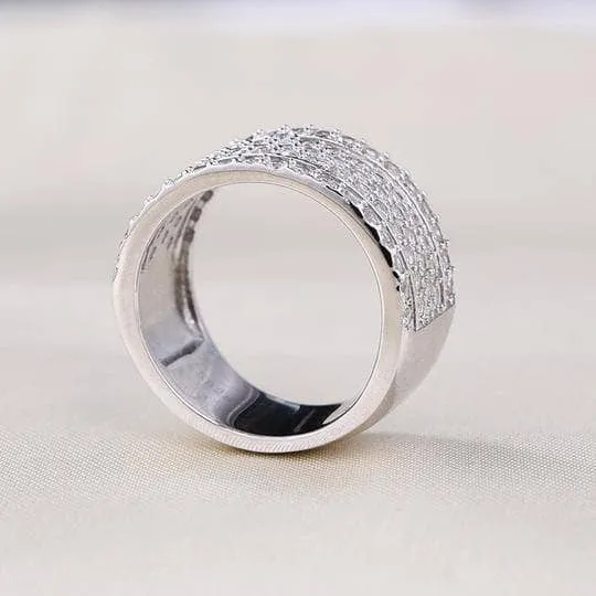 Wide Pave Women's Wedding Band In White Gold