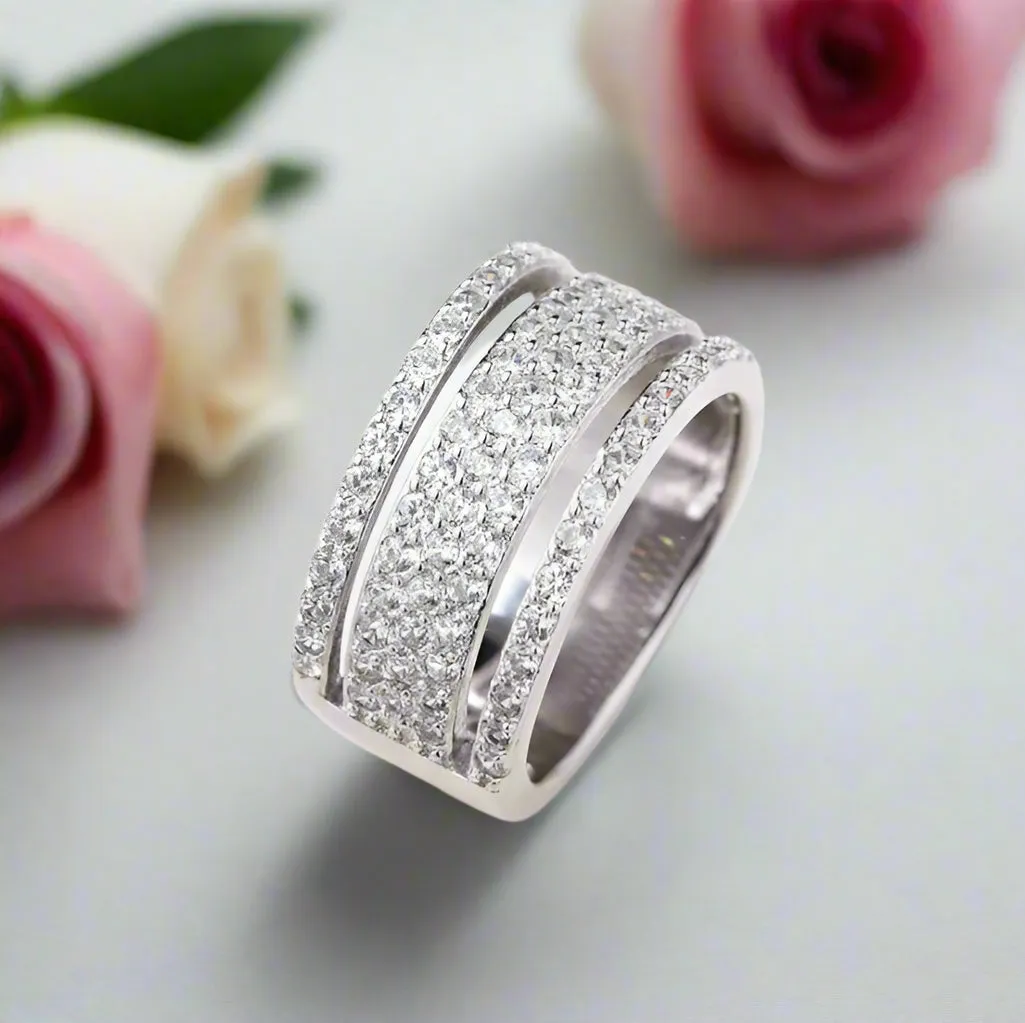Wide Pave Women's Wedding Band In White Gold