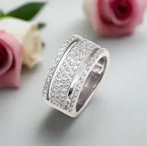 Wide Pave Women's Wedding Band In White Gold