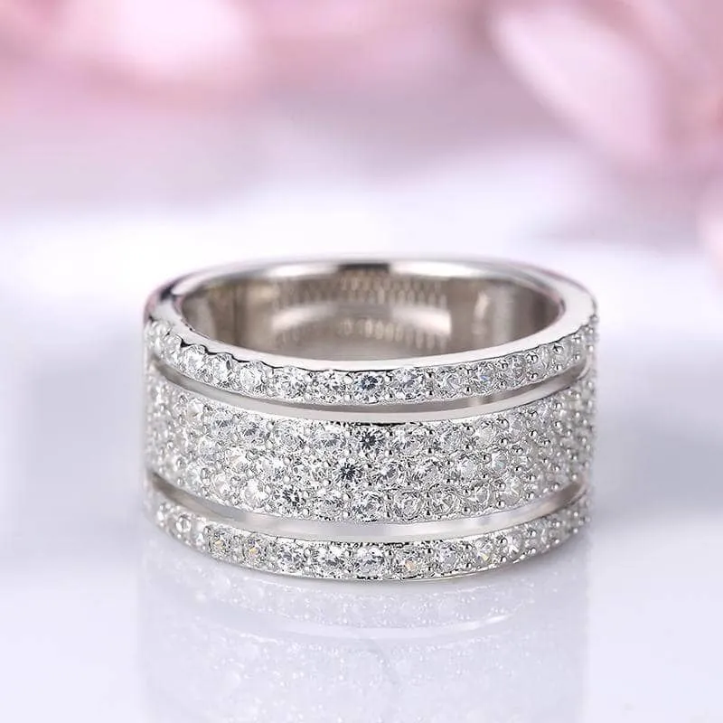 Wide Pave Women's Wedding Band In White Gold