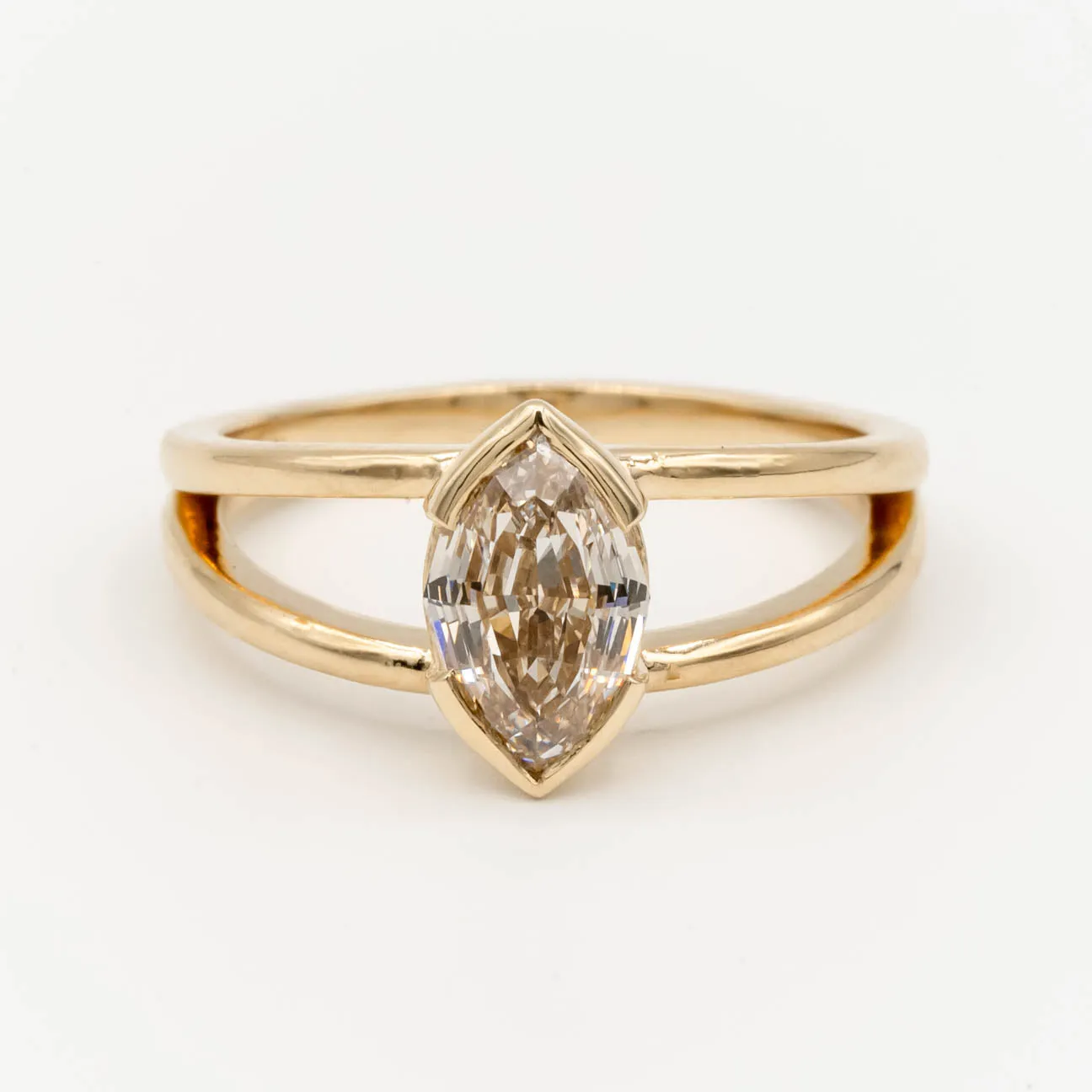 Willow Engagement Ring | 1.5ct Champagne Marquise Diamond| 14k Yellow Gold