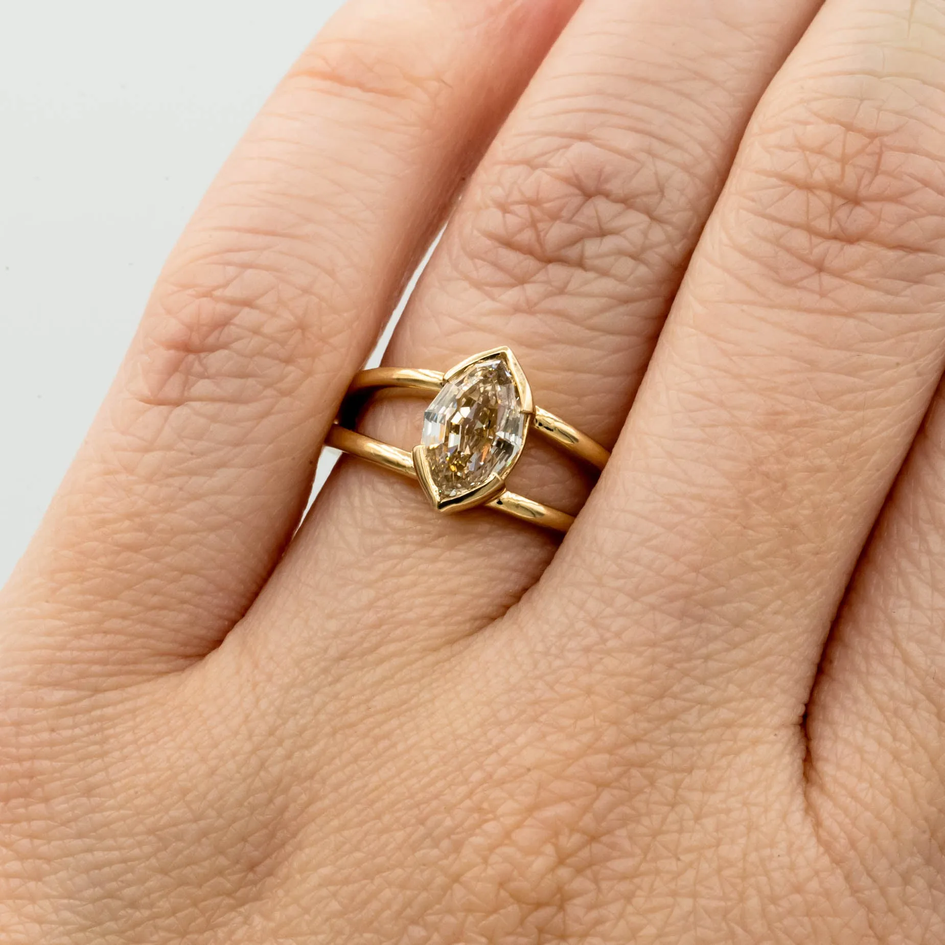 Willow Engagement Ring | 1.5ct Champagne Marquise Diamond| 14k Yellow Gold