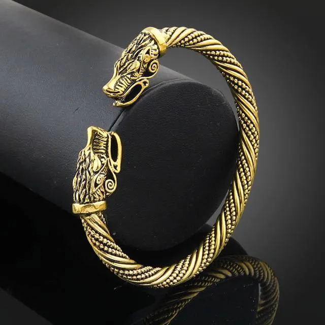 Wolf Head Viking Armring