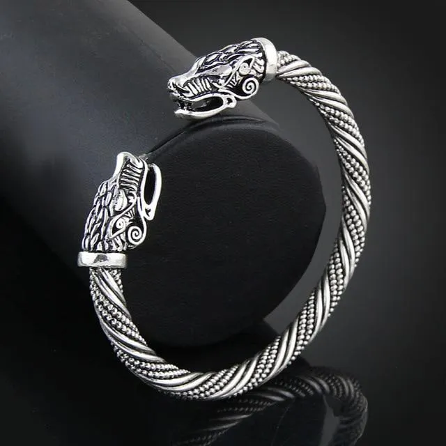 Wolf Head Viking Armring