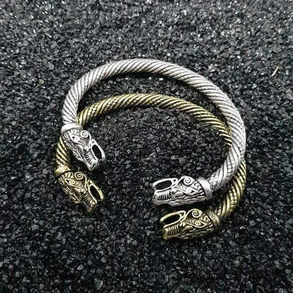 Wolf Head Viking Armring