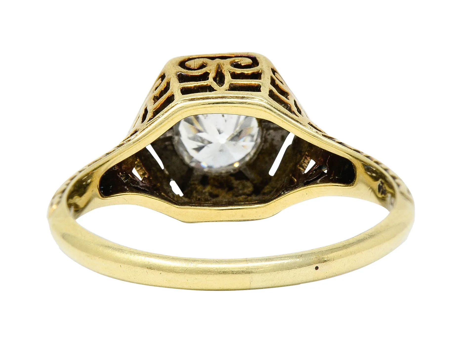 W.W. Fulmer Antique 0.70 CTW Diamond Platinum-Topped 14 Karat Gold Edwardian Engagement Ring