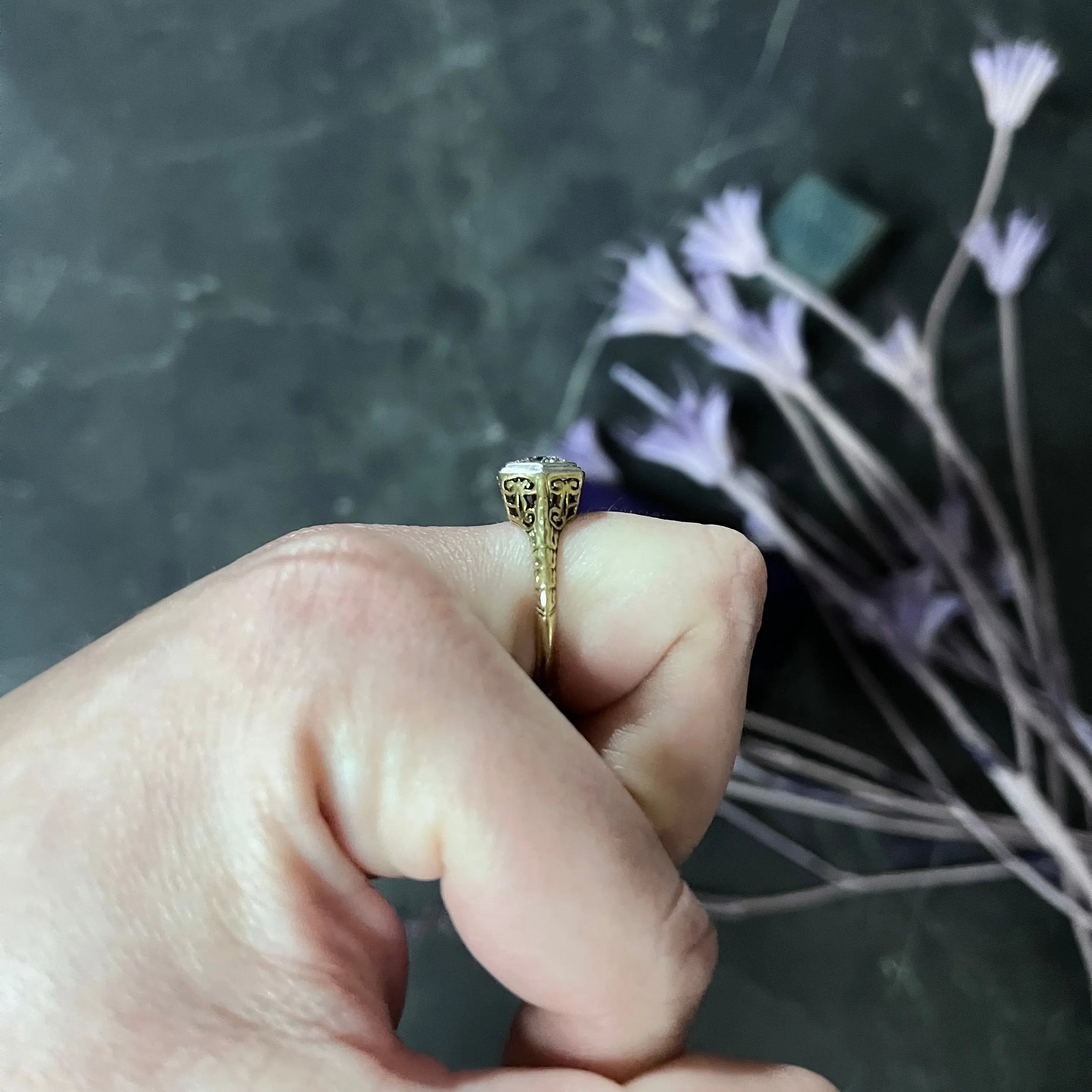 W.W. Fulmer Antique 0.70 CTW Diamond Platinum-Topped 14 Karat Gold Edwardian Engagement Ring