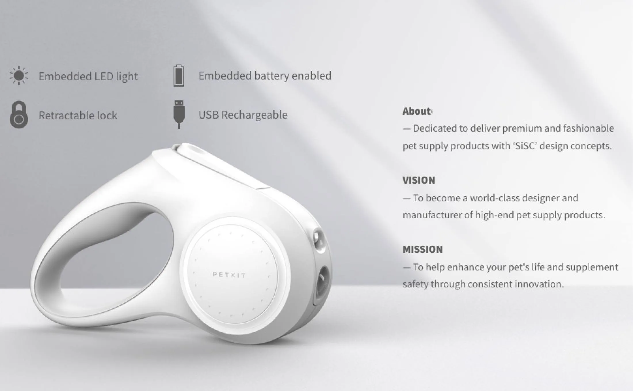 Xiaomi PETKIT Go Shine Pet Leash Dog With 2 Streamer Rings Headlamp Spotlight Magnetic Contact Charging LED Night Light
