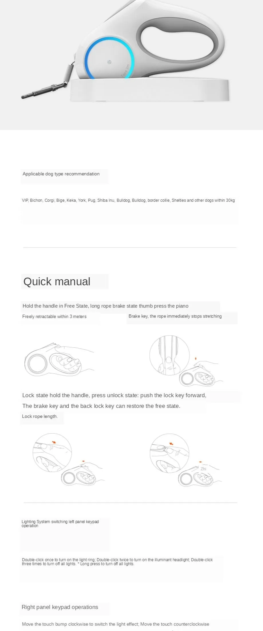 Xiaomi PETKIT Go Shine Pet Leash Dog With 2 Streamer Rings Headlamp Spotlight Magnetic Contact Charging LED Night Light