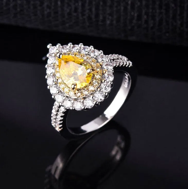 Yellow Diamond Ring | Yellow Diamond Engagement Rings | Canary Yellow Diamond Ring | Pear Shape Ring | Pear Engagement Ring | Teardrop Ring