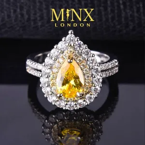 Yellow Diamond Ring | Yellow Diamond Engagement Rings | Canary Yellow Diamond Ring | Pear Shape Ring | Pear Engagement Ring | Teardrop Ring