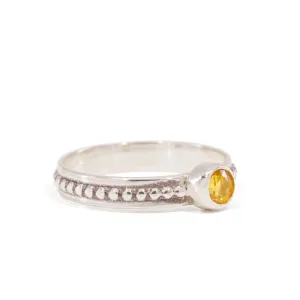Yellow Sapphire .56 Carat Sterling Silver Handcrafted Gemstone Ring