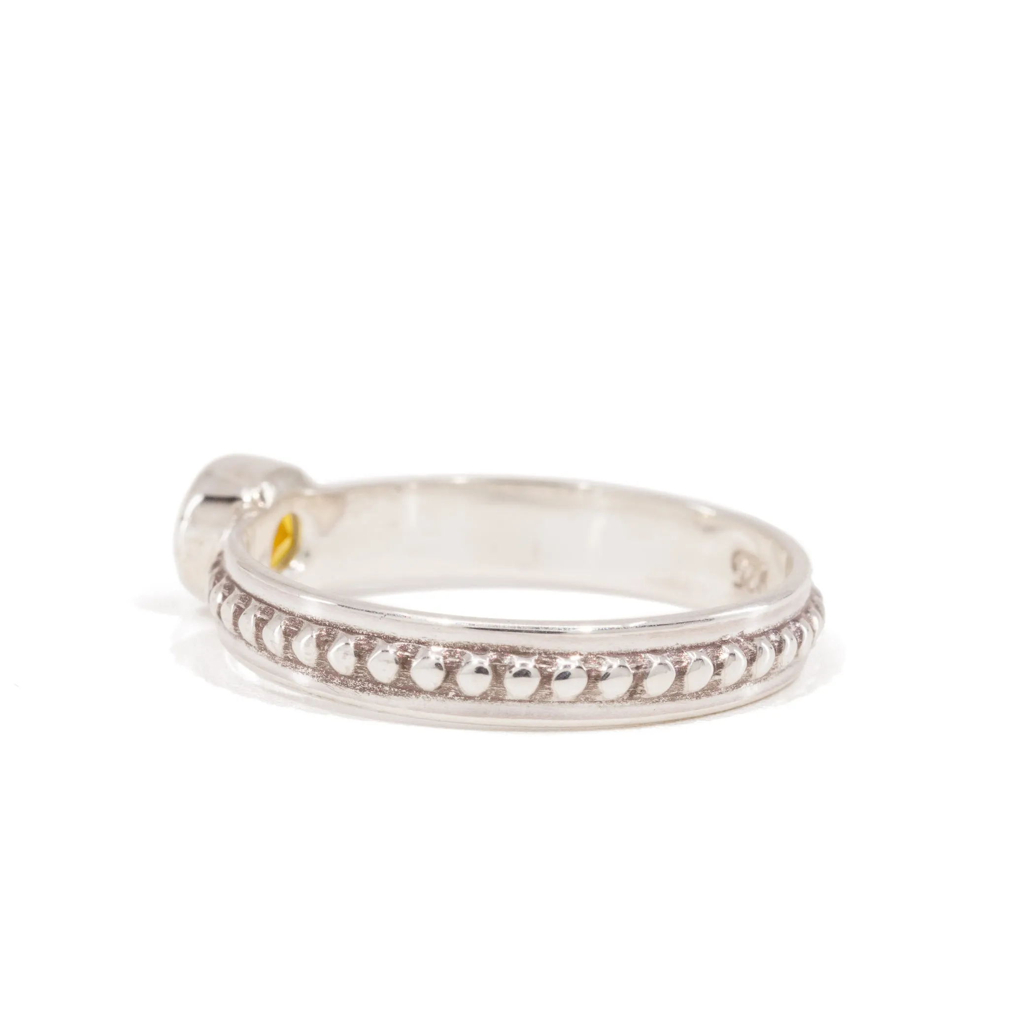 Yellow Sapphire .56 Carat Sterling Silver Handcrafted Gemstone Ring
