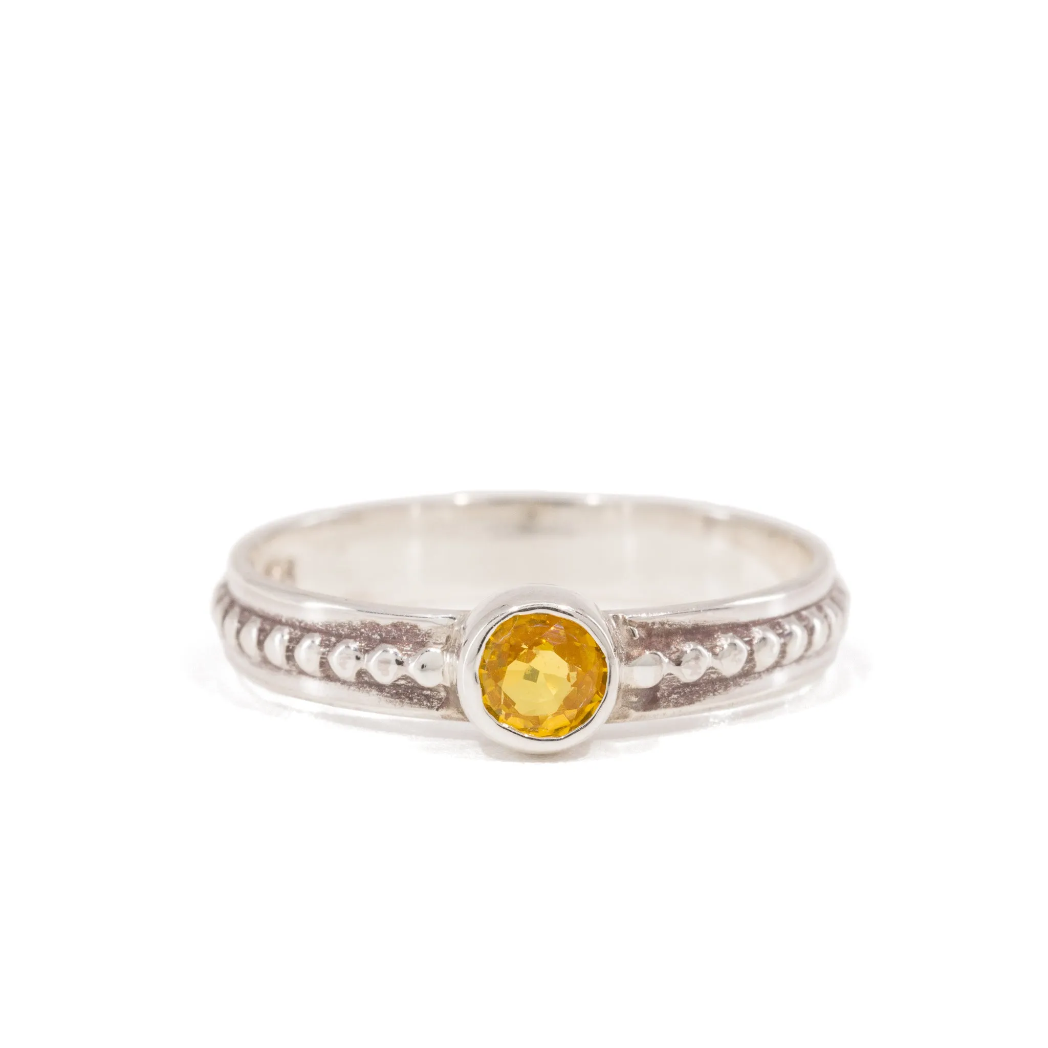 Yellow Sapphire .56 Carat Sterling Silver Handcrafted Gemstone Ring