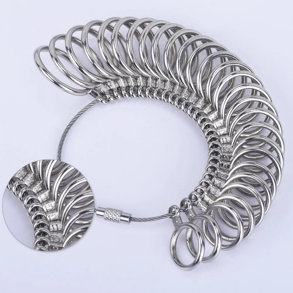Zinc Alloy Finger Size Metal Finger Gauge Set Ring Sizer Measuring Rings Set Measuring Tool 1pcs 102467