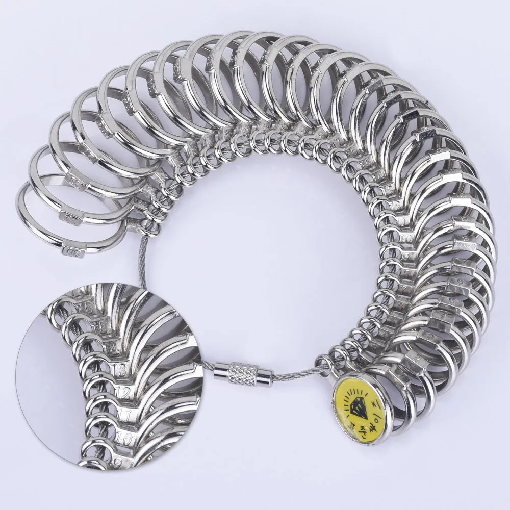 Zinc Alloy Finger Size Metal Finger Gauge Set Ring Sizer Measuring Rings Set Measuring Tool 1pcs 102467