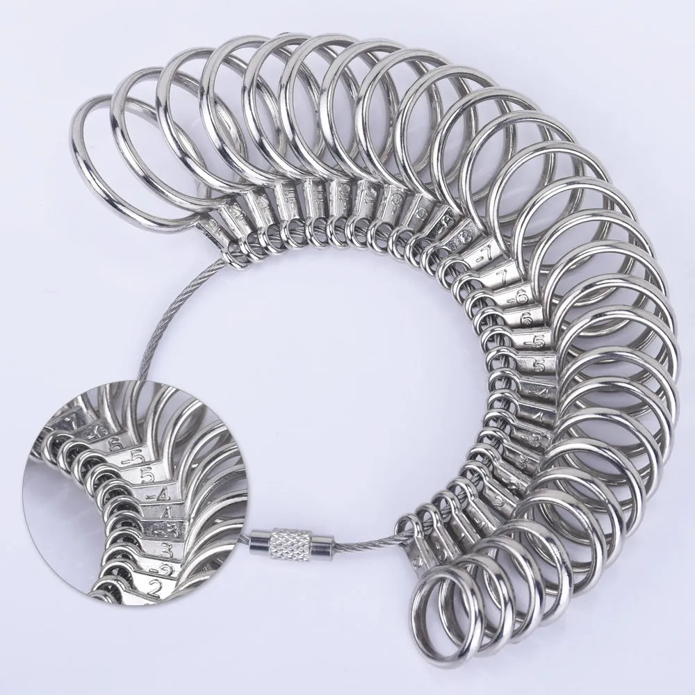 Zinc Alloy Finger Size Metal Finger Gauge Set Ring Sizer Measuring Rings Set Measuring Tool 1pcs 102467