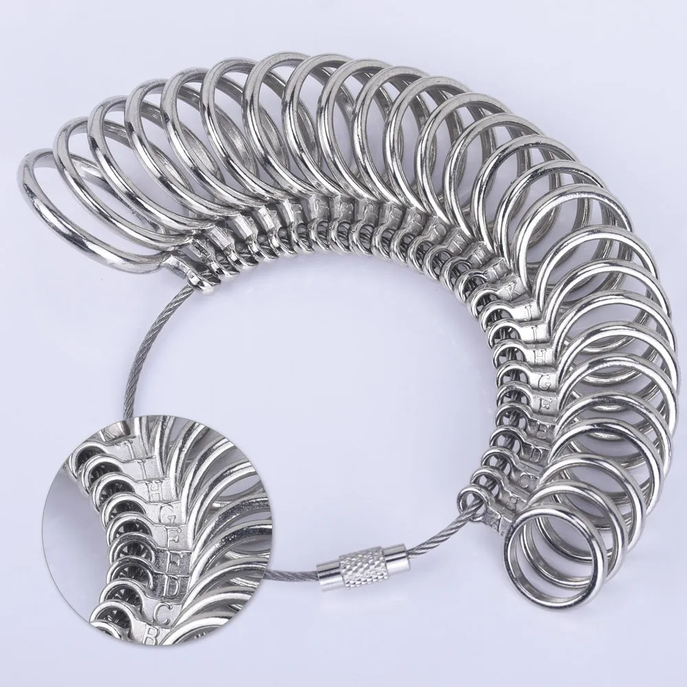Zinc Alloy Finger Size Metal Finger Gauge Set Ring Sizer Measuring Rings Set Measuring Tool 1pcs 102467